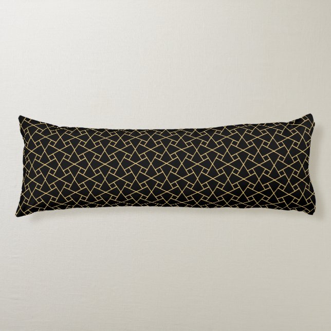 Coussins Longs Oreiller de corps Motif islamique noir et or (Devant)