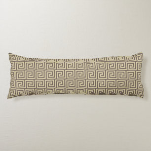 Coussins Longs Oreiller élégant beige et marron à motif grec