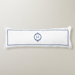 Coussins Longs Oreiller monogramme bleu et blanc de chelsea