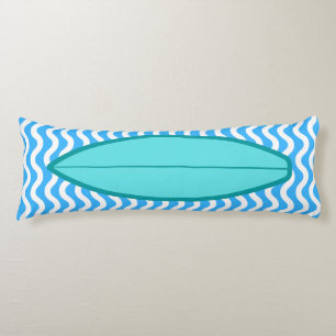Coussins Longs Oreillers de surf Turquoise Blue Waves