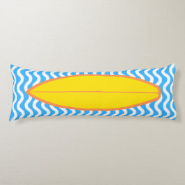 Coussins Longs Oreillers pour le surf des vagues bleu jaune