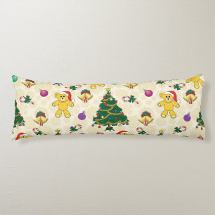 Coussins Longs Ours de Noël, cloches et arbres