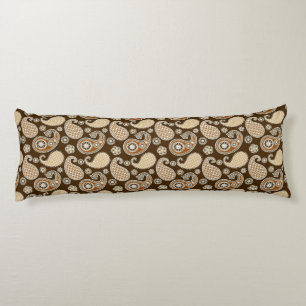 Coussins Longs Paisley motif, Chocolat Brown et Tan
