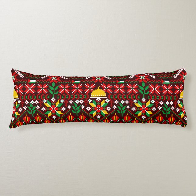 Coussins Longs Palestine Tatreez Broderie traditionnelle (Devant)