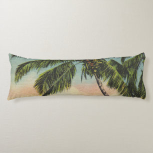 Coussins Longs Palmiers de coco vintage Brise tropicale Coucher d