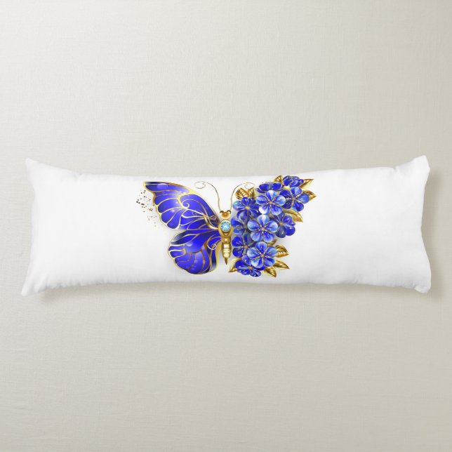 Coussins Longs Papillon saphir à fleurs (Devant)