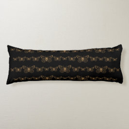 Coussins Longs Papillons Bohême Noir Or Corps Oreiller