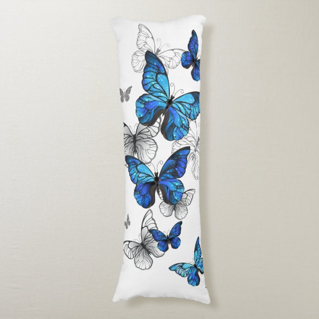 Coussins Longs Papillons volants bleus Morpho (Devant (Vertical))