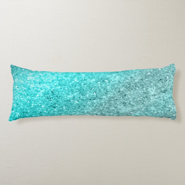 Coussins Longs Parties scintillant Aqua Turquoise Océan #1 (Devant)