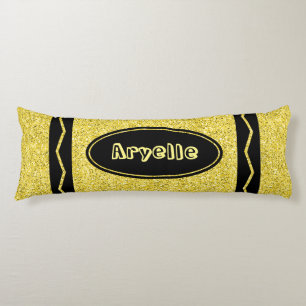 Coussins Longs Parties scintillant jaune Crayon Nom personnalisé 