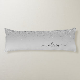 Coussins Longs Parties scintillant Monogramme Argent Sparkle Girl