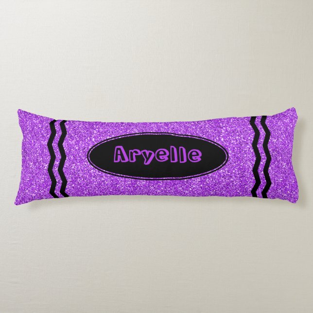 Coussins Longs Parties scintillant pourpre Crayon Nom personnalis (Devant)
