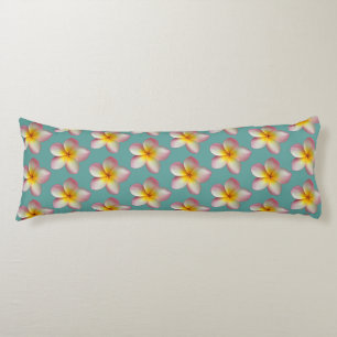 Coussins Longs Pastel Frangipani Plumeria Fleurs sur Turquoise