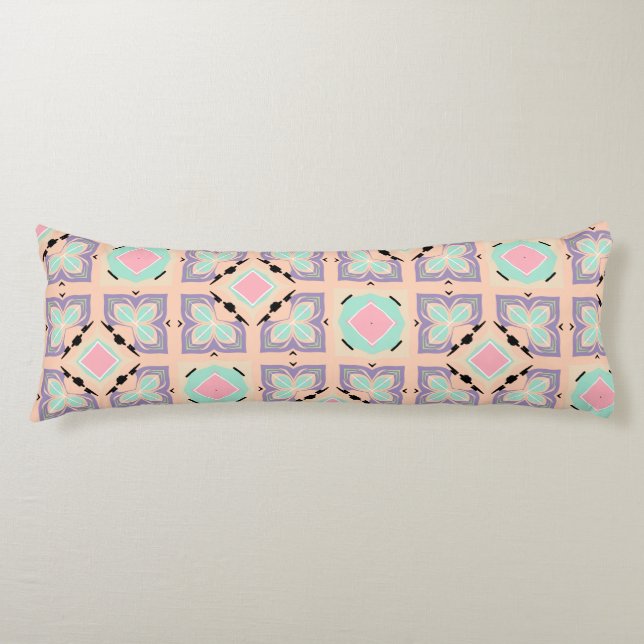 Coussins Longs Pastel Geometric Tile Pattern | Pink Mint Purple  (Devant)