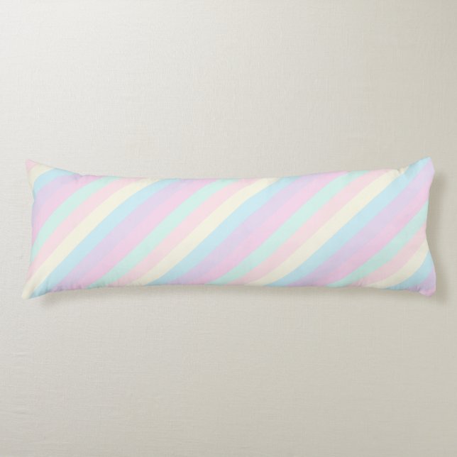 Coussins Longs Pastel Rainbow Sherbet Diagonal Stripes (Devant)