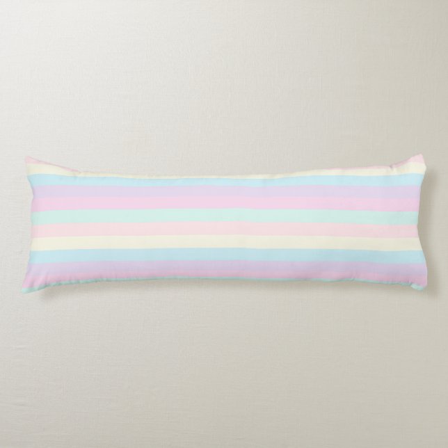 Coussins Longs Pastel Rainbow Sherbet Horizontal Stripes (Devant)