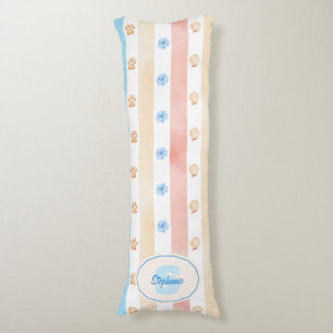 Coussins Longs Pastel Stripe - Empreintes de pattes, Fleur Bleue,
