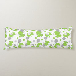 Coussins Longs Pattern of Green Elephants, Cute Elephants, stars