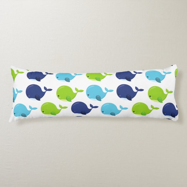 Coussins Longs Pattern of Whales, Cute Whales, Sea Animals (Devant)