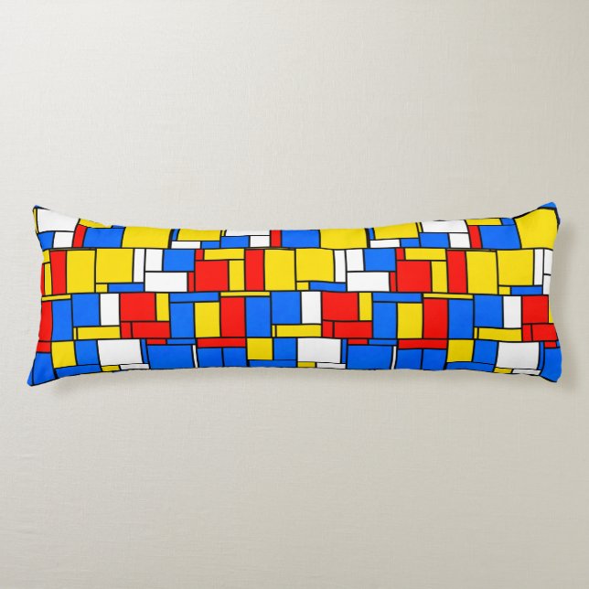 Coussins Longs Patters de Mondrian Inspecred Style Red Blue Yello (Devant)