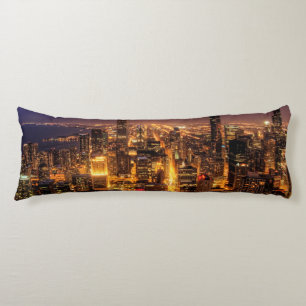 Coussins Longs Paysage urbain de nuit de Chicago