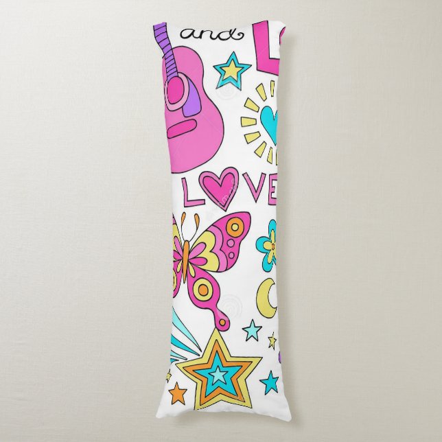 Coussins Longs Peace Love Musique Ado’s Body Oreiller (Devant (Vertical))