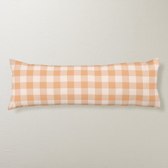 Coussins Longs Peach White À damiers En vichy Motif (Devant)