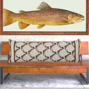 Coussins Longs Pêcher à la mouche Vintage Mouches Ciel Trout Body