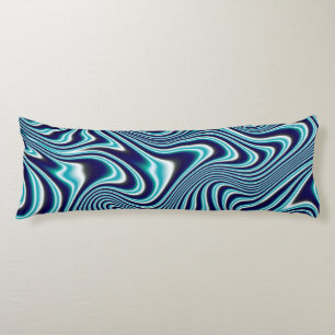 Coussins Longs Peinture à marbrage fluides bleu