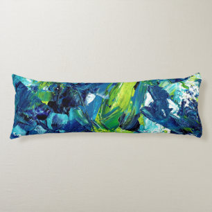 Coussins Longs Peinture acrylique abstraite en bleu