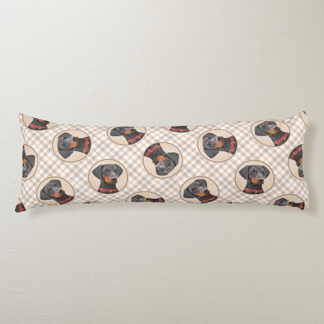 Coussins Longs Peinture Allemande Peinture Noir Original Chien Ar (Devant)