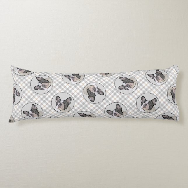 Coussins Longs Peinture de Chien à Chien à Chien blanc Noir (Devant)