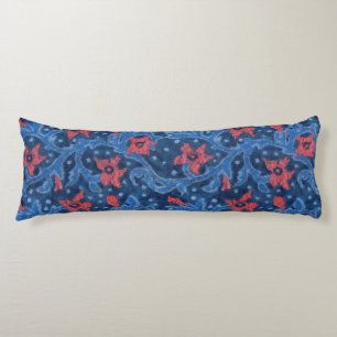 Coussins Longs Peinture en laine "branche florale", fleurs rouges