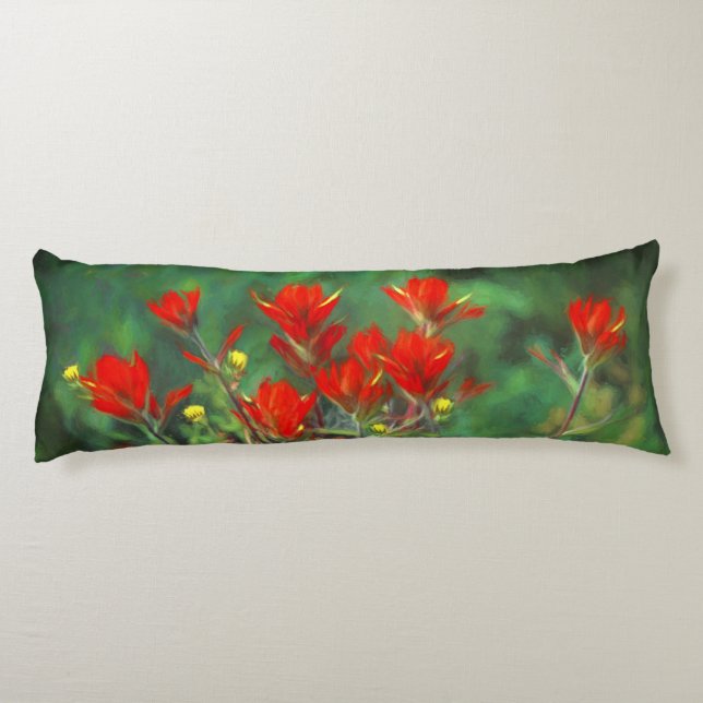 Coussins Longs Peinture indienne de pinceau - Art Fleur original (Dos)