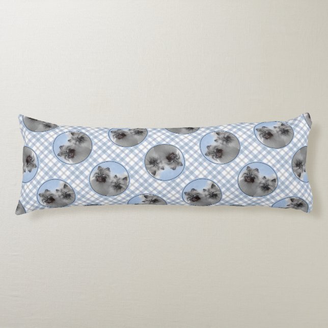 Coussins Longs Peinture Keeshond 2 Keeshonden Original Chien Art (Devant)