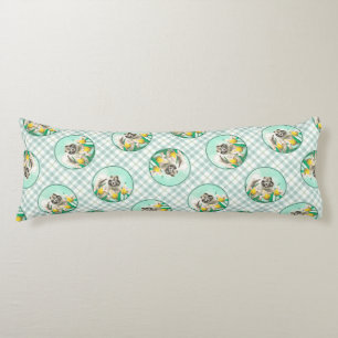 Coussins Longs Peinture Keeshond dans les tulipes mignonne art or