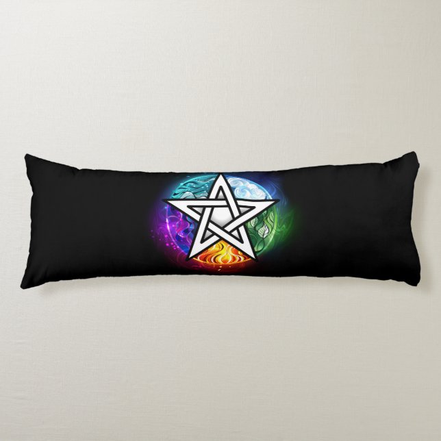 Coussins Longs pentagramme du Wiccan (Devant)