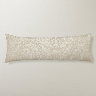 Coussins Longs Perle Argent Vintage Damas Patte Corps Oreiller