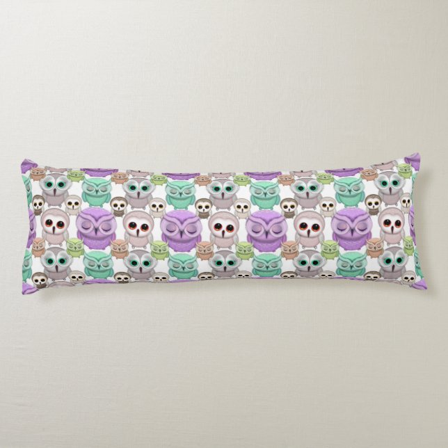 Coussins Longs Petites Chouettes mignonnes aux couleurs pastel (Dos)