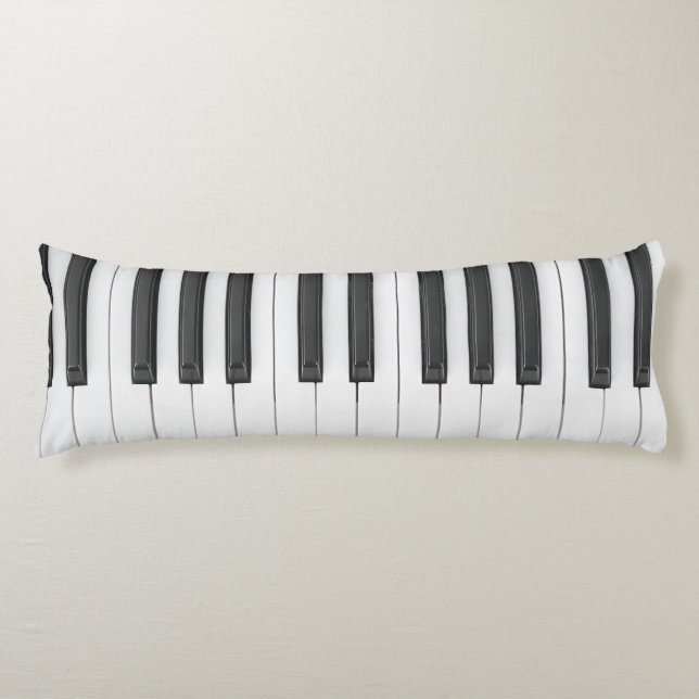 Coussins Longs Piano Keyboard musicien noir et blanc (Devant)