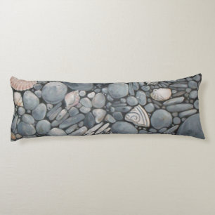 Coussins Longs Pierres de plage Coques Galets Rochers Peinture Ar