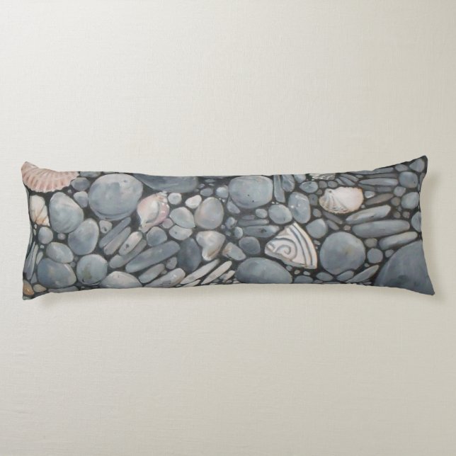 Coussins Longs Pierres de plage Coques Galets Rochers Peinture Ar (Dos)