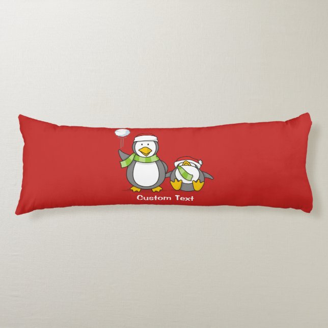 Coussins Longs Pingouins de Noël (Devant)
