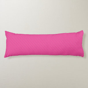 Coussins Longs Pinstripes diagonales - fuchsia rose et blanc