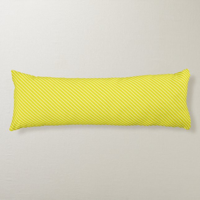 Coussins Longs Pinstripes diagonales - moutarde jaune et blanc (Devant)