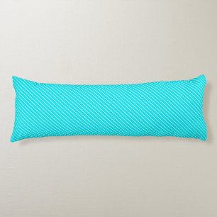 Coussins Longs Pinstripes diagonales - turquoise et blanche