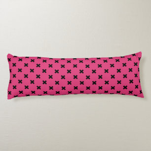 Coussins Longs Piqûres de croix noire sur fuchsia
