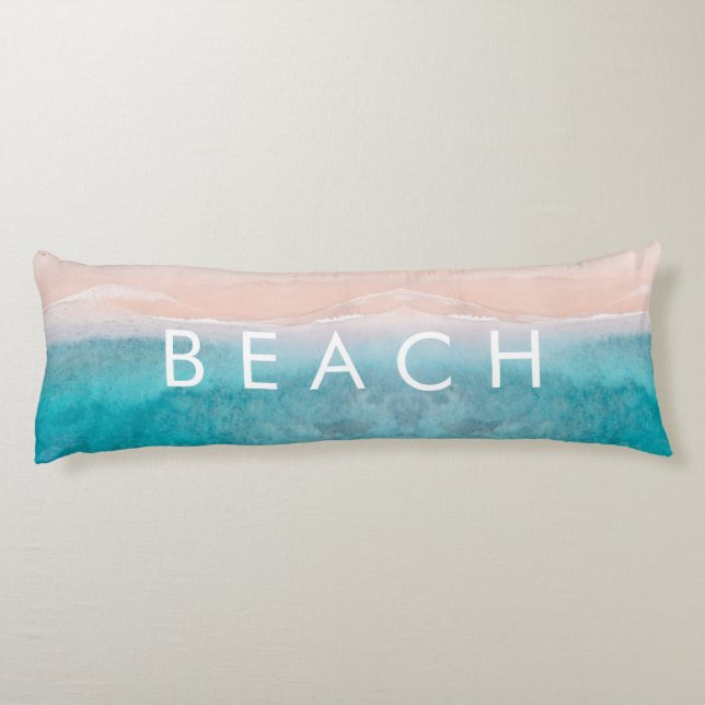 Coussins Longs PixDezines aquarelle PLAGE DE SABLE ROSE (Dos)