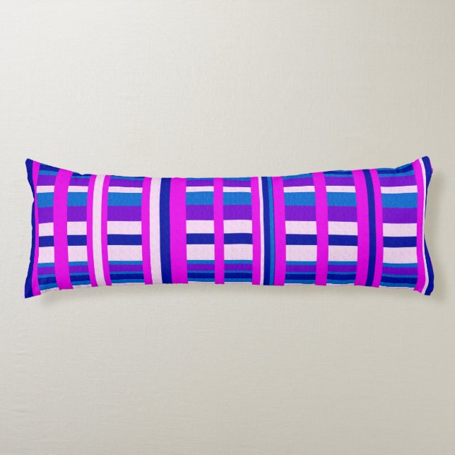 Coussins Longs Plaid bleu rose violet (Devant)