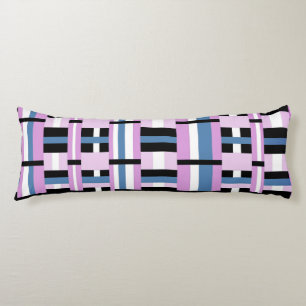 Coussins Longs Plaid en bleu ardoise, orchidée, noir & blanc